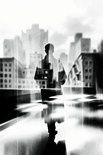 Cinematic Monochrome Noir style reference image — high-contrast black and white