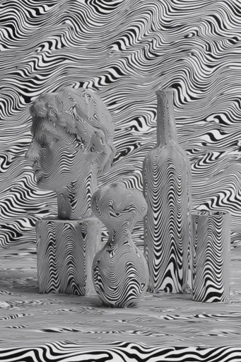Monochrome Glitch Topography style reference image — high-contrast monochrome