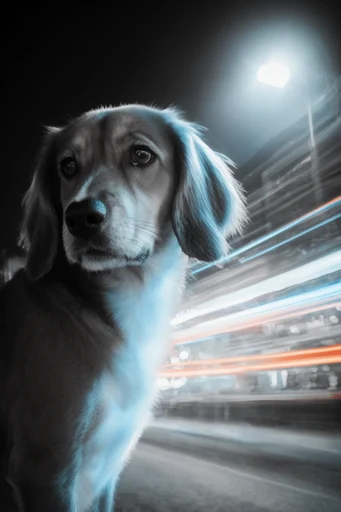 Kinetic Neon Surrealism style reference image — cinematic nighttime perspective