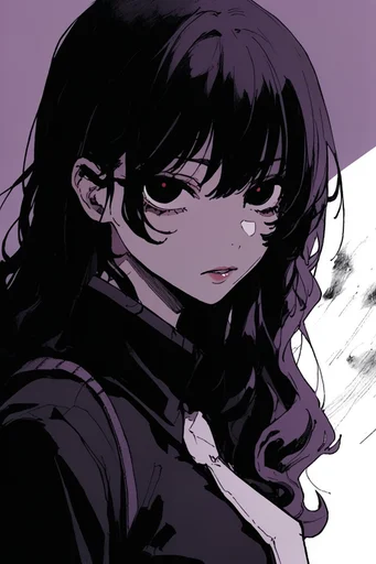 Cyber-Gothic Noir Manga style reference image — screentone and halftone textures