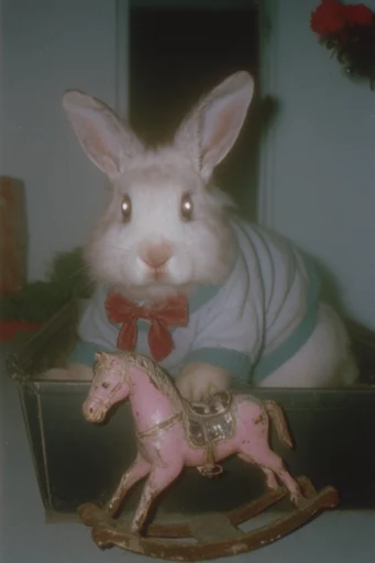 Uncanny Analog Surrealism style reference image — harsh direct flash