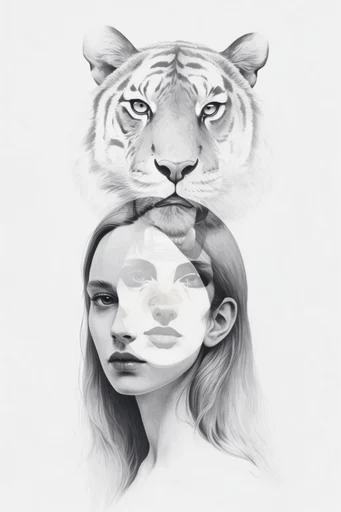 Monochromatic Surrealist Deconstruction style AI image example 3