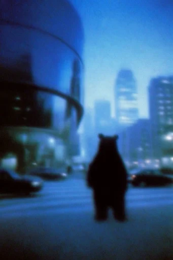 Nocturnal Glitch Melancholy style reference image — deep indigo and neon palette