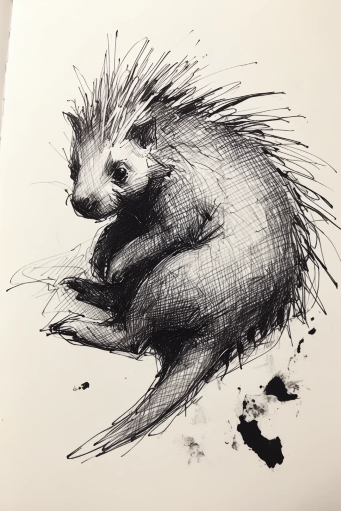 Raw Monochrome Sketchwork style AI image example 3