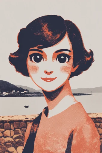 Retro Halftone Printworks style reference image — duotone color palette