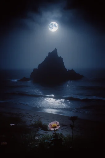 Cinematic Nocturnal Cyan style reference image — mysterious liminal space