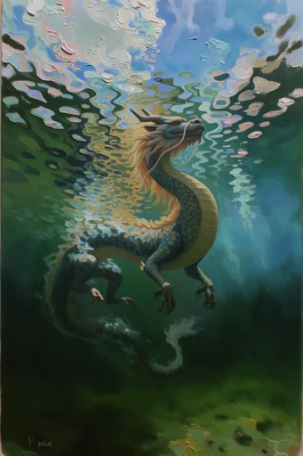Submerged Impasto Surrealism style reference image — expressive visible brushstrokes