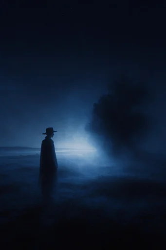 Cinematic Nocturnal Minimalism style reference image — solitary silhouette