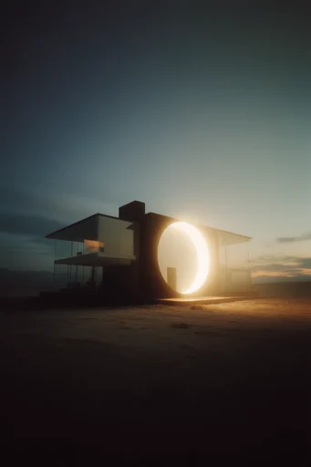 Luminous Monolithic Minimalism style reference image — surreal landscape