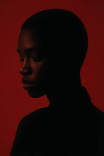 Crimson Noir Chiaroscuro style reference image — crimson red lighting