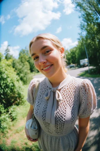 Sun-Drenched Fisheye Nostalgia style reference image — analog film grain