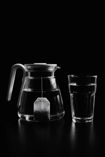 Monochrome Refractive Minimalism style reference image — glass refraction