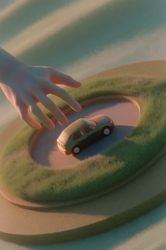Surreal Geometric Minimalism style reference image — surreal miniature diorama