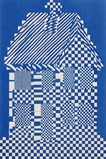 Cobalt Pixel Op-Art style reference image — glitch art aesthetic