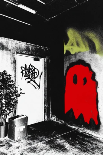 Gritty Photochemical Noir style reference image — spectral silhouette
