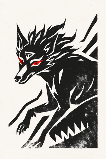Raw Graphic Print Expressionism style reference image — mid-century modern print