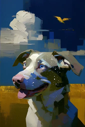 Geometric Digital Impressionism style reference image — sharp-edged terrain