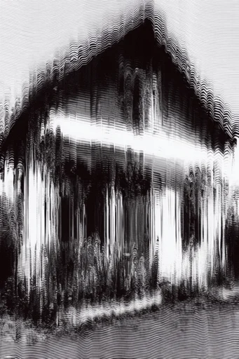 Monochrome Glitch Brutalism style reference image — halftone patterns