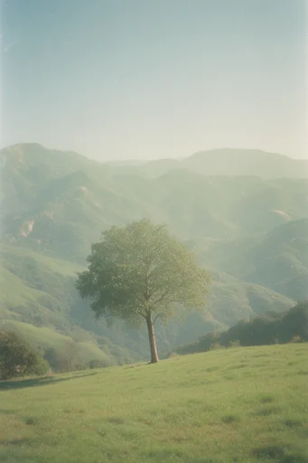 Muted Pastoral Surrealism style reference image — minimalist pastoral landscape