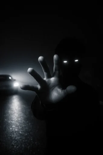 Cinematic Nocturnal Noir style reference image — wet asphalt reflections