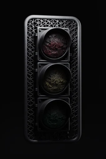 Monochromatic Industrial Biomechanism style reference image — stark black background