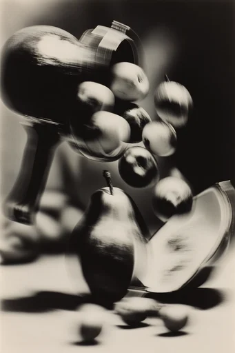 Kinetic Noir Abstraction style reference image — heavy film grain