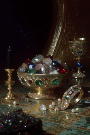 Celestial Gilded Mysticism style reference image — emerald and gold palette