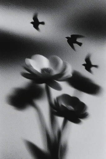 Ethereal Kinetic Monochrome style reference image — charcoal texture