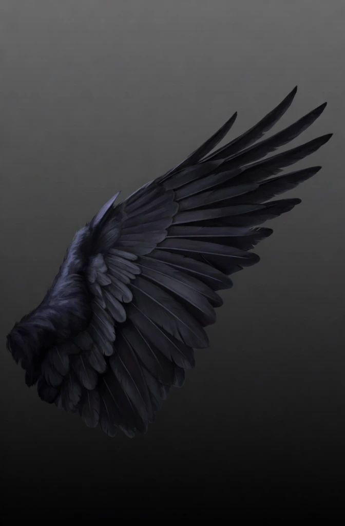black raven wing, detailed digital illustration, dark elegant gothic vibe