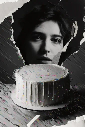 Fragmented Monochrome Collage style reference image — surreal photomontage