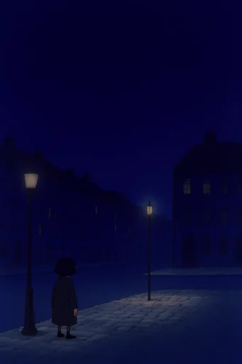 Melancholic Nocturnal Minimalism style reference image — deep indigo color palette