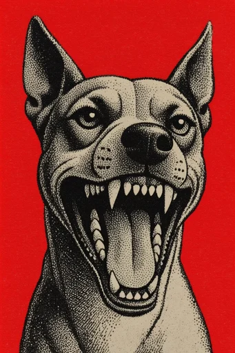 Gritty Red Halftone style reference image — stippling
