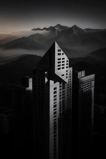 Monolithic Brutalist Noir style reference image — high-contrast black and white