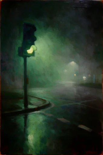 Luminous Nocturnal Tonalism style reference image — melancholic isolation