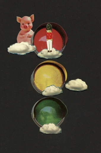 Surrealist Analog Montage style reference image — vintage paper collage