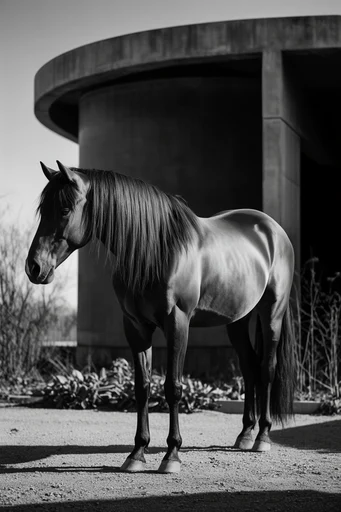 Monochrome Architectural Noir style reference image — brutalist concrete geometry