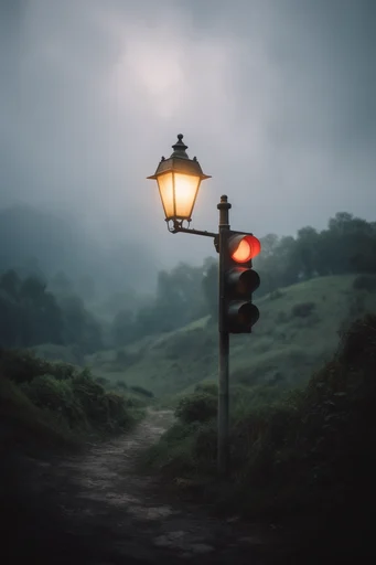 Luminous Melancholic Twilight style reference image — warm amber light contrast