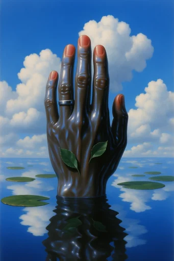 Luminous Surrealist Sky style reference image — René Magritte style