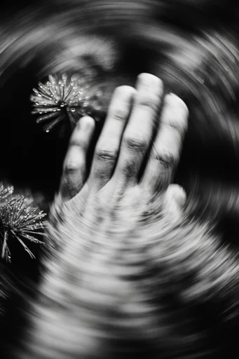 Monochrome Kinetic Vortex style reference image — swirling vortex perspective