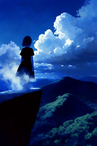 Surreal Nocturnal Cerulean style reference image — monochromatic cerulean and indigo palette
