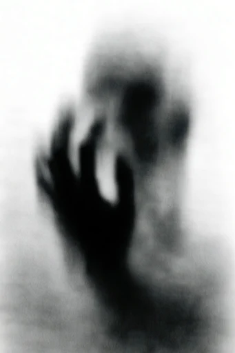 Ethereal Monochrome Abstraction style reference image — heavy film grain