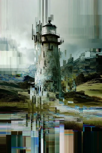 Monochromatic Digital Erosion style reference image — fragmented linear textures