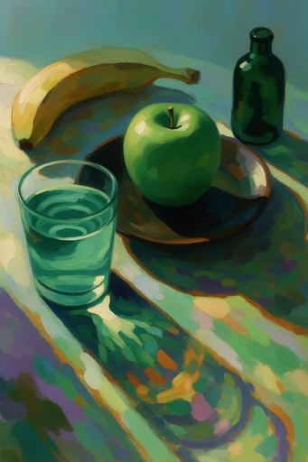 Luminous Impasto Waters style reference image — shimmering water caustics