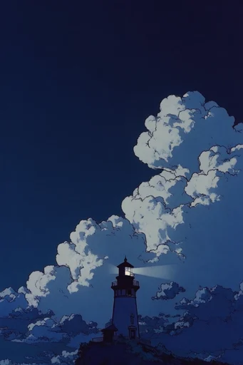 Nocturnal Graphic Cloudscapes style reference image — clean ink outlines