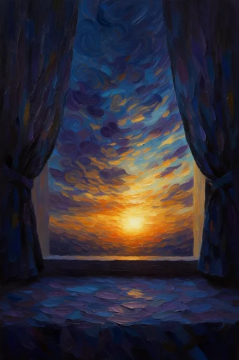Luminous Celestial Impasto style reference image — swirling celestial vortex