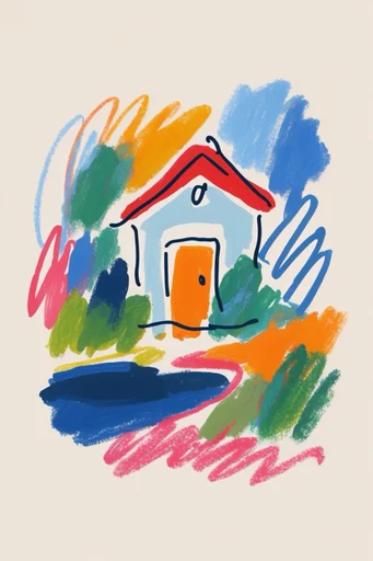 Expressive Folk Scribble style AI image example 4