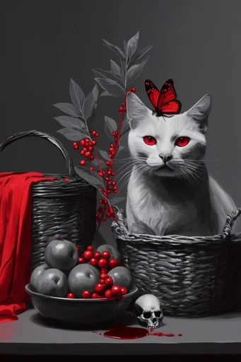 Chromatic Surrealist Portraits style reference image — selective color saturation