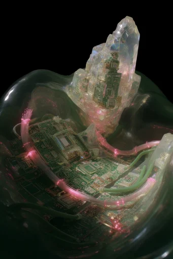 Bioluminescent Techno-Organic Synthesis style AI image example 2