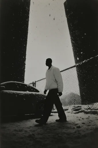 Gritty Monochrome Noir style reference image — high-contrast black and white