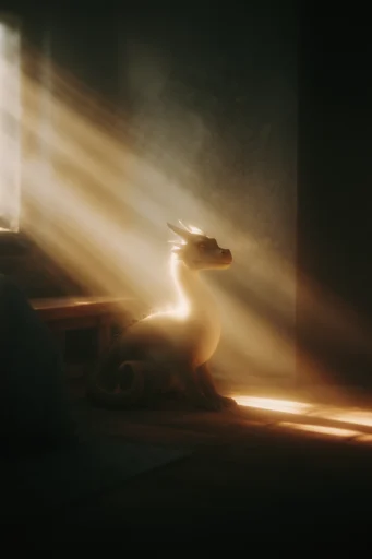 Cinematic Volumetric Chiaroscuro style reference image — dusty atmospheric haze
